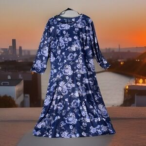 Anthony Richards Midi Dress Womens 22W Purple & White Floral Vintage USA